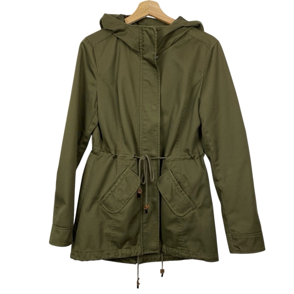 AYGILL Twill Hooded Jacket, Military Green, Size Medium